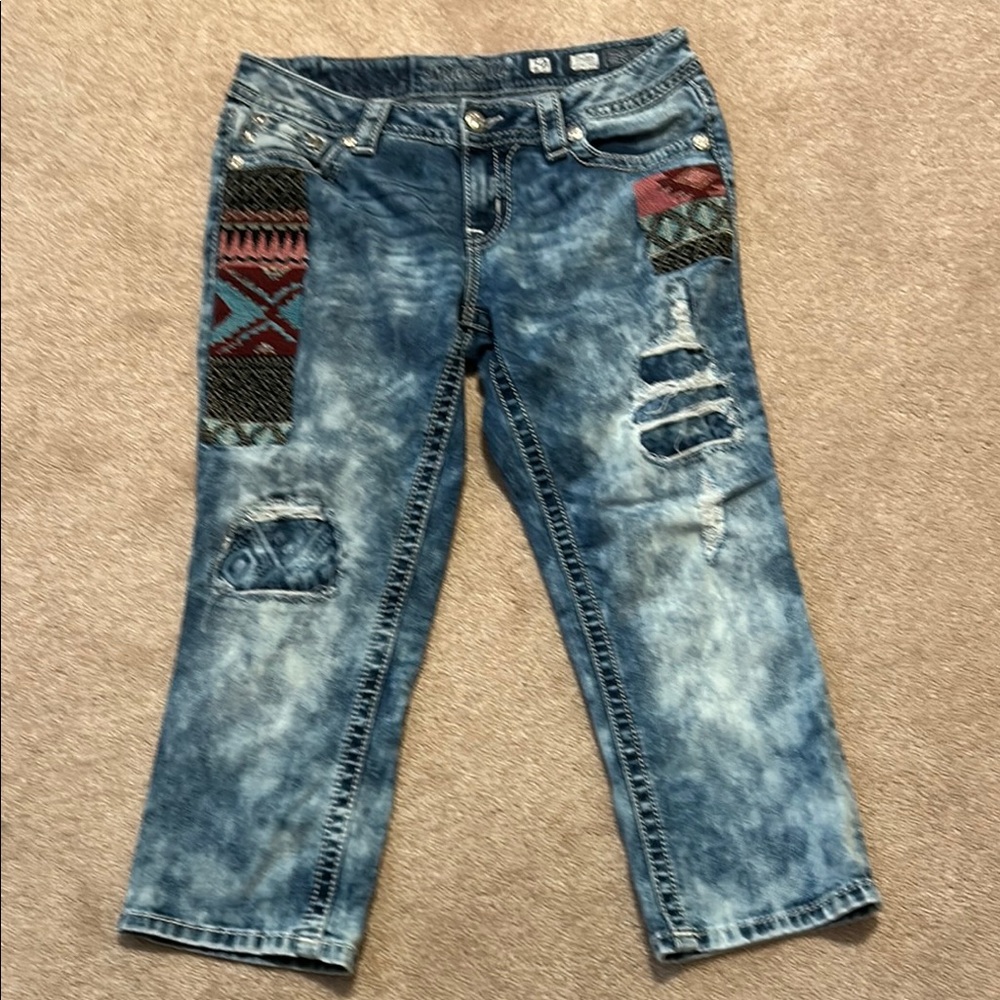 Stylish Blue Patterned Women's Jeans